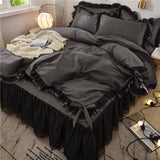 Boxtoday Luxury Black Princess Bedding Sets Kawaii Bed Skirt Sheet Pillowcase Fashion Girl Duvet Cover 4 Pieces Home Decoration