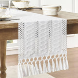 Boxtoday Beige Boho Table Runner with Tassels Hand Woven Table Runner Rustic Farmhouse Table Runner for Kitchen Dining Table Home Decor