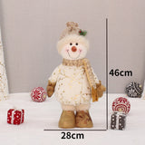 Boxtoday 48cm -75cm Printed Fabric Plush Scalable Snowman Doll Christmas Family Party Decorative Ornaments Happy 2024 New Year