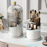 Boxtoday 360° Rotating Makeup Brush Holder With Lid Luxury Cosmetic Organizer Lipstick Eyebrow Pencil Holder Eye Shadow Storage Box