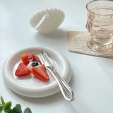 Boxtoday Ceramic Plate Dish White Tableware Porcelain Jewelry Holder Snack Plate Snack Dish Round Tray Display Oragnizer Holder