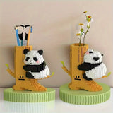 Boxtoday Big Panda Small Building Blocks, Educational Assembled Toys, Office Pen Holder Ornaments, DIY Gifts