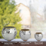 Boxtoday 1PC Disco Ball Creative Round Flowerpot Hanging Basket Plastic Glass Mirror Plant Planting Pot Succulent Slivery