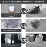 Boxtoday Wall Mounted Toilet Brush Silicone  Flat  Brush Head Toilet Brush Cleaner Brush Set Toilet Cleaning Brush Bathroom