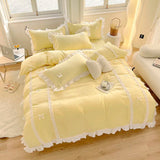 Boxtoday Korean Princess Style Bedding Sets Ins Lace Bowknot Duvet Cover Fitted Sheet For Girl Woman Home Bedroom Kawaii Bed Linens