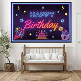 Boxtoday Birthday Banner Print Glowing Photographic Background Celebration-Ready Fluorescence Backdrop for Photography Props