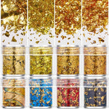 Boxtoday 4pcs/set Gold Leaf Flakes Epoxy Resin Filling Confetti Gold Foil DIY Resin Mold Nail Art Candle Jewelry Making Decor Sequins