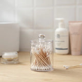 Boxtoday Bamboo Makeup Cotton Swabs Transparent Box Organizer Cosmetics Cotton Pads Holder Plastic Qtip container Bathroom organizer