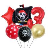 Boxtoday 6pcs Pirate Theme Red And Black Pirate Ship Foil Balloons Halloween Kids Happy Birthday Party Baby Shower Decorations Supplies