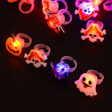 Boxtoday LED Light Halloween Ring Glowing Pumpkin Ghost Skull Rings Halloween Christmas Party Decoration for Home Santa Snowman Kids Gift