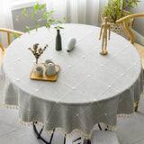 Boxtoday Plaid Cotton Linen Round Tablecloth Wedding Hotel Banquet Cloth Table Cover Indoor Dining Room Kitchen Outdoor Decor Manteles