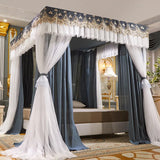 Boxtoday  Palace Mosquito Net with U-shaped Track Frame Romantic Lace Shading Bed Curtain Canopy Nets Three-door Bedcover Home Decoration