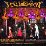 Boxtoday 8/16Pcs Halloween Decoration Waterproof Hanging Witch Hats String light Remote Outdoor Glowing Wizard Hats for Yard Party Decor