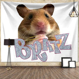 Boxtoday I'm Strong RATZ Pink Mouse Meme Funny Pattern Large Fabric Wall Tapestry Kawaii Room Decor Background Cloth Decoration Blanket