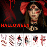 Boxtoday Heallor Scars Realistic Blood Stickers Halloween Temporary Tattoo Stickers All Saints' Day Horror Face Make up Sticker  Waterpro