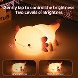 Boxtoday Cute Axolotl Night Light Silicone Nursery Sleeping Lamp Touch Control Nightlights USB Rechargeable Table Lamp for Baby Child