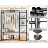 Boxtoday Wardrobe Closet,Portable Clothes Rack with 4 Tiers Shelves,Freestanding Closet Organizers and Storage System with Hanging Rods