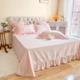 Boxtoday Wholesale princess style washed cotton cotton 3/4 Pcs set ruffled cotton Duvet cover bed sheet girl children's bedding