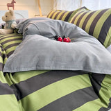 Boxtoday New Korean Style Bedding Set Kids Adults Twin Full Queen Size Bed Flat Sheet Duvet Cover Pillowcases Coffee Stripe Bed Linen