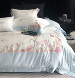 Boxtoday Elegant embroidery flower tulip pink blue beige beding set,full queen king cotton home textile bed sheet pillow case duvet cover