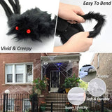 Boxtoday 1/3pcs Giant Black Plush Spider Halloween Decorations Outdoor Scary Large Spiders Halloween Party Bar Haunted House Horror Props