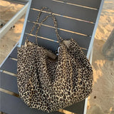 Boxtoday Gift  Vintage Leopard Print Tote Bag Handbag Women Retro Large Capacity Casual Shoulder Bags Female Harajuku Canvas Y2k Bags