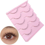 Boxtoday 5 Pairs Lower Eyelashes Pack Natural Manga Under Eye Lashes Soft Lower Eyelashes Handmade Clear Band Bottom Lashes Makeup Tools