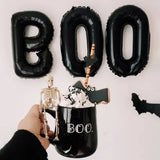 Boxtoday 1/3/5set Black Gold Purple Boo Letter Aluminum Film Balloons For Halloween Parties, Scary Atmosphere, Indoor And Outdoor Supplie