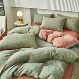 Boxtoday Cotton Soft Bedding Set Stripe Printing Duvet Cover with Pillow Case Flowers Quilt Cover Pillowcases Sets