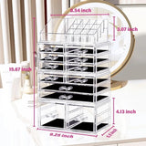 Boxtoday Acrylic Makeup Storage Box with 12 Drawers for Lipstick Jewelry and Makeup Brushes, Stackable Vanity Organizer