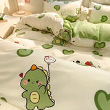 Boxtoday Kids Duvet Cover Set No Filler Cute Rabbit Flat Sheet Pillowcases Girls Boys Twin Queen Size Dormitory Home Soft Bedding Set