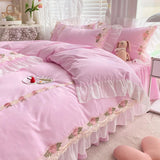 Boxtoday Princess Style Korean Bed Skirt Bed Sheet Embroidered Ruffle Lace Quilt Cover Ins Bedding For Girls Luxury Home Textiles