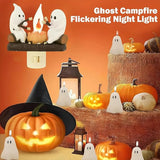 Boxtoday 2024 New Ghost Campfire Flickering Nightlight Night Light Plug Wall Spooky Fire Marshmllow Night Light Halloween Ghost Campfire