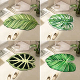 Boxtoday Bathroom Mat U Shape Leaf Absorbent Bath Foot Mats Carpet Anti-Slip Rubber Room Rugs Toilet Floor Shower Pad Entrance Door Mat