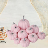 Boxtoday 12Pcs Artificial Pink Pumpkins Halloween Decoration Largest 16cmx12cm Lifelike Party Supplies for Wedding Party Versatile