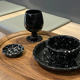 Boxtoday Japanese Style Ins Retro Irregular Black White Spotted Tableware High Aesthetic Value Ceramic Bowls Plates Sets Household Use