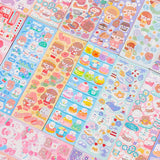 Boxtoday 10-100Pcs Kawaii Handbook Stickers Cartoon Collage Laser Sticker DIY Decorative Scrapbooking journals Stationery School Supplies