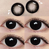 Boxtoday Two Pieces Big Eyes Black Large Diameter Color Contact Lenses Prescription Myopia with Dioptric Lenses Student Anime Accessories