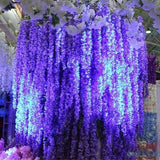 Boxtoday 5PCS Wisteria Artificial Hanging Flower Vine for Arch Backdrop Decor Wedding Home Decoration Silk Wisteria String Fake Flower