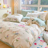 Boxtoday Kawaii Cartoon Bedding Set Pure Cotton Made No Filler Duvet Cover Fitted Flat Sheet Pillowcase Full King Size Soft BedSpread