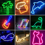 Boxtoday USB/Battery LED Neon Sign Lights Party Wall Art Decor Room Bar Beer Neon Lamps Wall Hanging Neon Signs Musical Note Night Lights