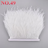 Boxtoday 10Meters Ostrich Feathers on Tape Ribbon 10-15cm 4-6" Fringe Clothes Sewing Trimmings White Trim Dress Skirt Wedding Accessories