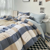 Boxtoday Bed Linen Washed Cotton Striped Grid Minimalist Bedding Sheet Set Comforter Sets Queen Duvet Cover Double For Boys And Girls