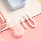 Boxtoday Color Contact Lens Case Simple Lens Case with Stick Combination Box Mirror Set