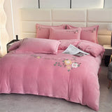 Boxtoday Winter Warm Bedding Set No Comforter Soft Milk Velvet Duvet Cover Flat Sheet Pillowcase Thick Embroidered Queen Size Bedspread