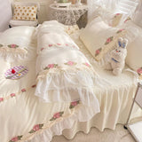 Boxtoday Princess Style Korean Bed Skirt Bed Sheet Embroidered Ruffle Lace Quilt Cover Ins Bedding For Girls Luxury Home Textiles