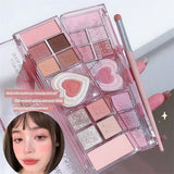 Boxtoday 12Colors Love Heart Pink Eyeshadow Palette Natural Cool Tone Low Saturation Matte Eye Shadow Pallet Brown Korean Makeup Cosmetic