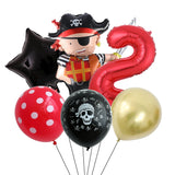 Boxtoday 6pcs Pirate Theme Red And Black Pirate Ship Foil Balloons Halloween Kids Happy Birthday Party Baby Shower Decorations Supplies