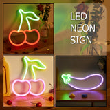 Boxtoday Chi-buy Cherry&Eggplant LED Neon sign USB Powered Or Battery Power Supply Neon Signs Night Light For Bedroom Living Room Decor L