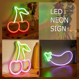 Boxtoday Chi-buy Cherry&Eggplant LED Neon sign USB Powered Or Battery Power Supply Neon Signs Night Light For Bedroom Living Room Decor L